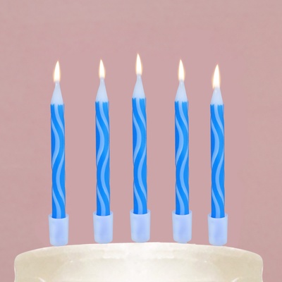 Свечи для торта «С Днём Рождения», голубые, 7 х 12 см.