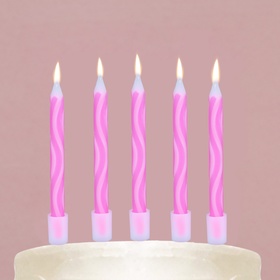 Свечи в торт «С Днём Рождения», розовые, 7 х 12 см