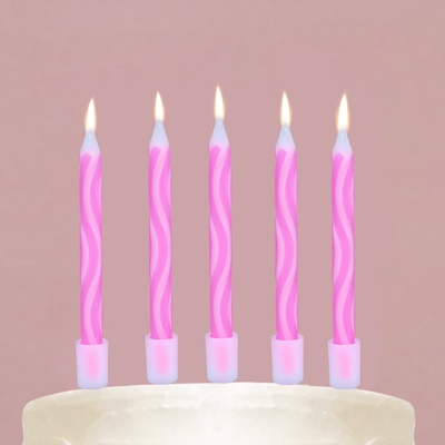 Свечи для торта «С Днём Рождения», розовые, 7 х 12 см.