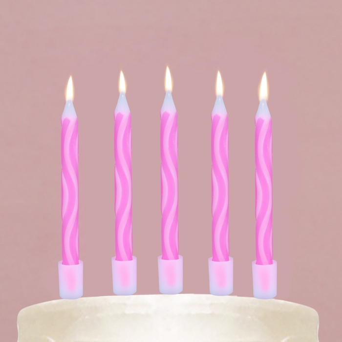 Свечи для торта «С Днём Рождения», розовые, 7 х 12 см. - Фото 1