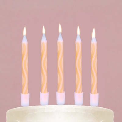 Свечи для торта «С Днём Рождения», оранжевые , 7 х 12 см.