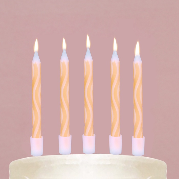 Свечи в торт «С Днём Рождения», оранжевые , 7 х 12 см