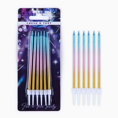 Свечи для торта Make a wish, 6 шт., 13×0.5 см
