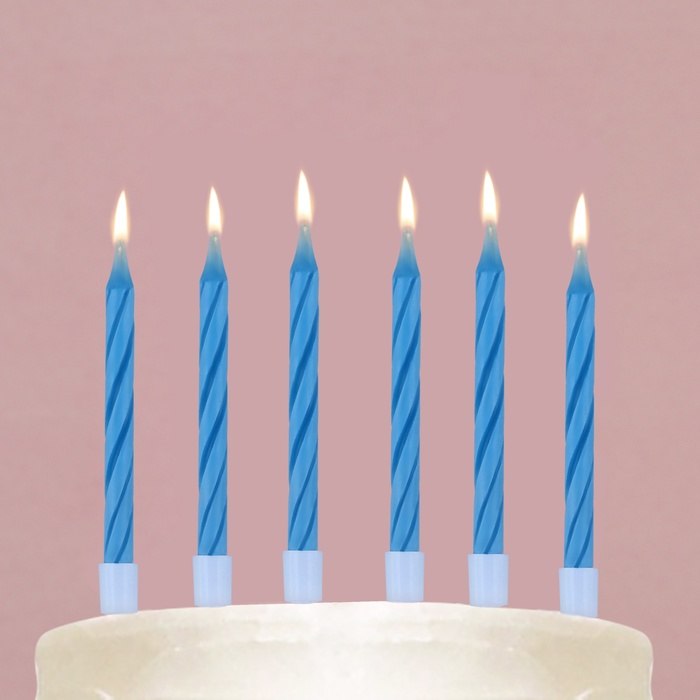 Свечи незадуваемые «В твой день рождения», голубые, 10 шт
