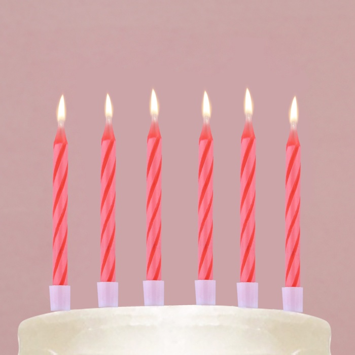 Свечи незадуваемые «В твой день рождения», розовые, 10 шт