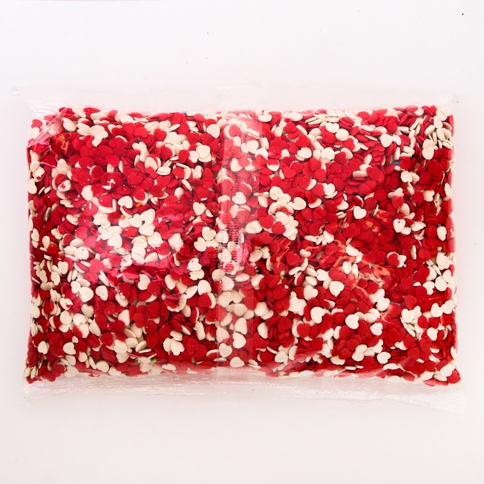 Кондитерская посыпка сахарная "Сердечки": красная, белая, 500 г