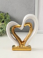 Фигурка керамика «Сплетённые сердца», белый с золотом, 5.5×17.5×19.5 см - Фото 1