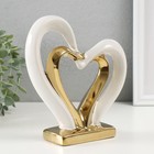 Сувенир керамика "Сплетённые сердца" белый с золотом 5,5х17,5х19,5 см - Фото 2