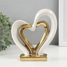 Сувенир керамика "Сплетённые сердца" белый с золотом 5,5х17,5х19,5 см - Фото 3