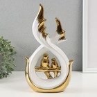 Сувенир керамика "Две птички на ветке" белый с золотом 7х15,5х29,5 см - фото 11217422