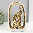 Сувенир керамика "Слон и слонёнок" белый с золотом 6х17х29 см - фото 321222061