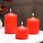Набор свечей - цилиндров 3в1 (6х11 см, 6х8 см, 6х6,5 см), красный - фото 304755170