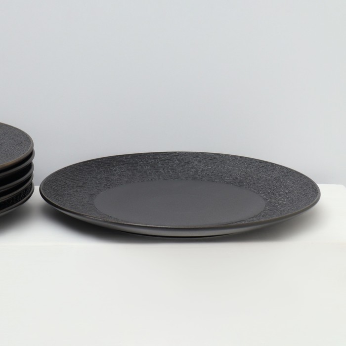 Набор тарелок обеденных фарфоровых Magistro Lofty, 6 предметов: d=26,7 см, цвет чёрный - фото 1919966345