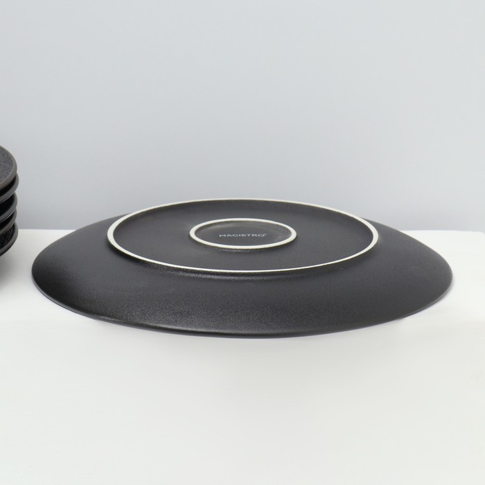 Набор тарелок обеденных фарфоровых Magistro Lofty, 6 предметов: d=26,7 см, цвет чёрный - фото 1919966346
