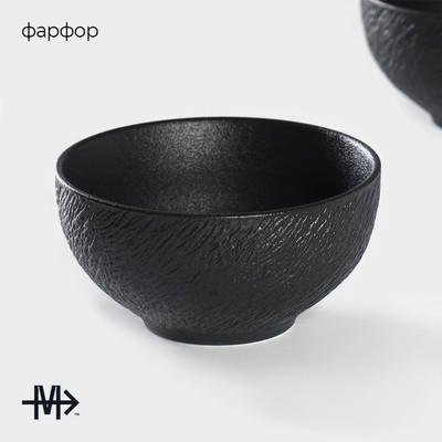 Салатники Magistro Lofty, 600 мл, d=14 см, набор 2 шт., фарфор, чёрные