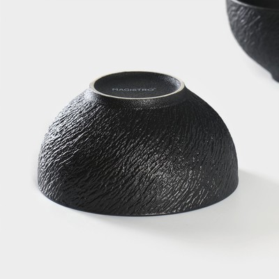 Салатники Magistro Lofty, 600 мл, d=14 см, набор 2 шт., фарфор, чёрные