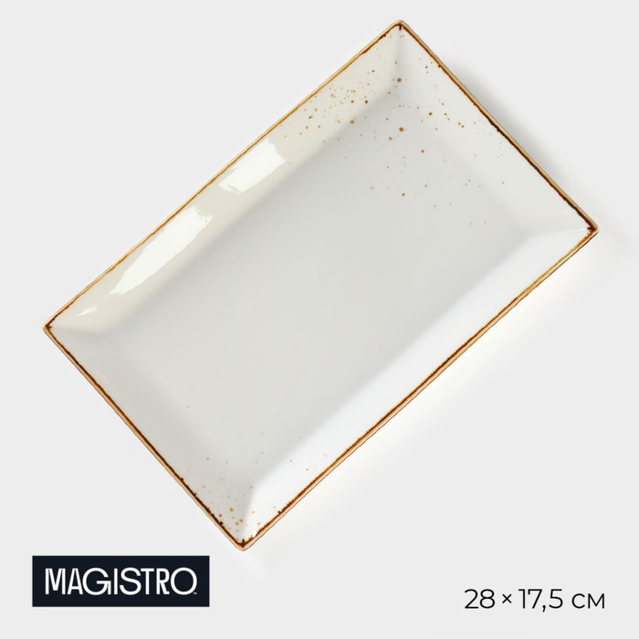 Блюдо сервировочное Magistro «Церера», фарфор, 28×17.5×2 см, белое - Фото 1