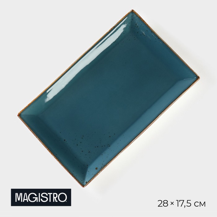 Блюдо сервировочное Magistro Церера 27x17,5x2 см, цвет голубой