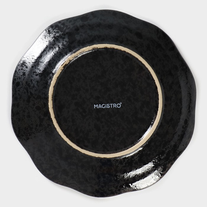 Блюдо сервировочное фарфоровое Magistro «Ночной дождь», 17,7×2,2 см, цвет чёрный