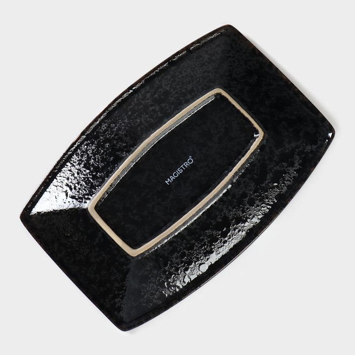 Блюдо сервировочное фарфоровое Magistro «Ночной дождь», 21×14×3 см, цвет чёрный