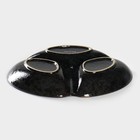 Менажница фарфоровая 3 ячейки Magistro «Ночной дождь», 20,5×3 см, цвет чёрный - Фото 4