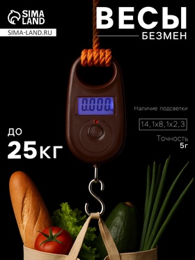 Весы-безмен Luazon LVU-01, электронный, до 25 кг, точность до 5 г, без подсветки, МИКС 9898129