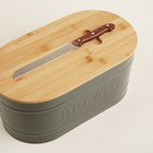 Хлебница металлическая с бамбуковой крышкой SL Home «каса Перфекто», 2 предмета: хлебница 36×20×15.5 см, длина ножа 28.3 см - Фото 4