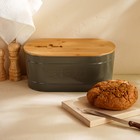 Хлебница металлическая с бамбуковой крышкой SL Home «каса Перфекто», 2 предмета: хлебница 36×20×15.5 см, длина ножа 28.3 см - Фото 8