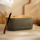 Хлебница металлическая с бамбуковой крышкой SL Home «каса Перфекто», 2 предмета: хлебница 36×20×15.5 см, длина ножа 28.3 см - Фото 9