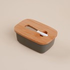 Маслёнка SL Home «Каса Перфекто», с ножом для масла, бамбуковая крышка, 15×10×5.5 см - Фото 4