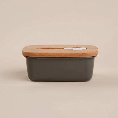 Маслёнка SL Home «Каса Перфекто», с ножом для масла, бамбуковая крышка, 15×10×5.5 см