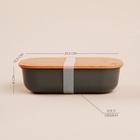 Контейнер для еды SL Home «Каса Перфекто», 21.5×12.5×6 см, с бамбуковой крышкой, оцинкованная сталь, зелёный - Фото 7