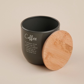 Банка для сахара SL Home, 12×12 см, цвет серый, с бамбуковой крышкой