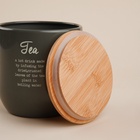 Банка для чая SL Home, 9.5×14 см, с бамбуковой крышкой, серая - Фото 2