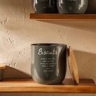 Банка для сыпучих SL Home, 15×15.5 см, с бамбуковой крышкой, серая - Фото 6