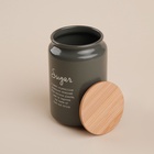 Банка для сахара SL Home, 9.5×14 см, с бамбуковой крышкой, серая - Фото 4