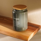 Банка для сахара SL Home, 9.5×14 см, с бамбуковой крышкой, серая - Фото 5