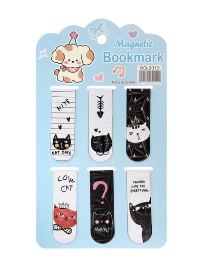 Набор магнитных закладок для книг Calligrata «Кошки», 6 штук, МИКС
