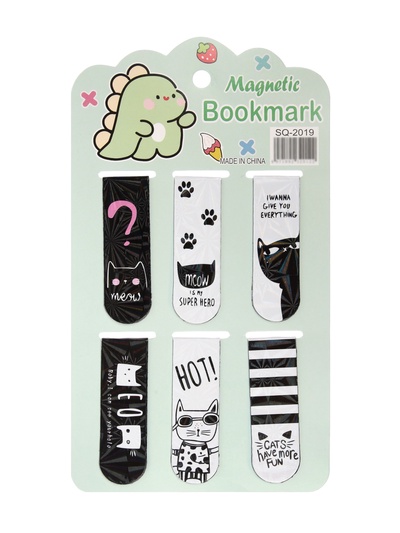 Набор магнитных закладок для книг Calligrata «Кошки», 6 штук, МИКС
