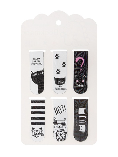 Набор магнитных закладок для книг Calligrata «Кошки», 6 штук, МИКС