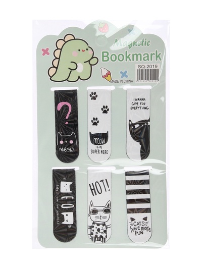 Набор магнитных закладок для книг Calligrata «Кошки», 6 штук, МИКС