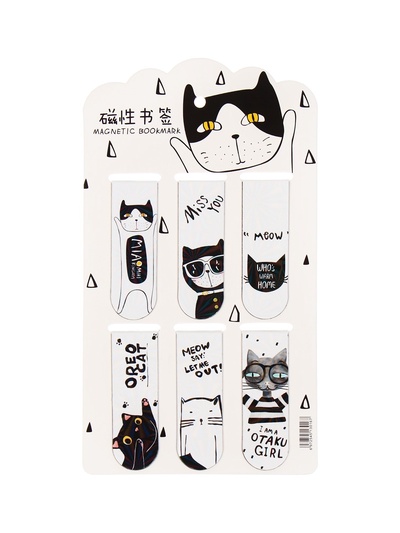 Набор магнитных закладок для книг Calligrata «Кошки», 6 штук, МИКС