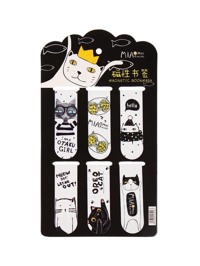 Набор магнитных закладок для книг Calligrata «Кошки», 6 штук, МИКС