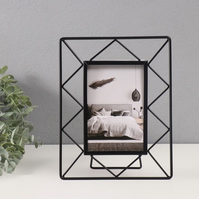 Фоторамка для фото 10×15 см «Лофт. Треугольники», металл, чёрный, 18×1×22 см