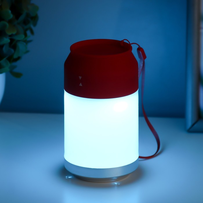 Ночник "Фоси" LED 5 режимов от батареек 3хААА бело-красный 6,5х6,5х11,5 см