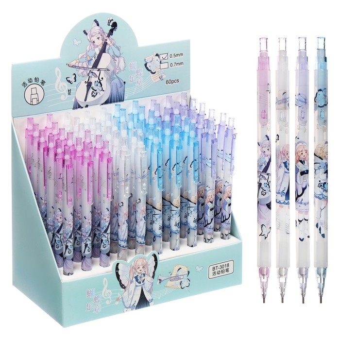 Карандаш механический «Аниме», толщина грифеля 0.5 мм, НВ, корпус с рисунком, МИКС - Фото 1