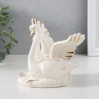 Сувенир керамика "Два лебедя на волне" бело-золотой 11,5х10,5х10 см - Фото 4