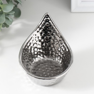 Подсвечник керамика на 1 свечу "Капля" d=5 см серебро 11х9х8 см