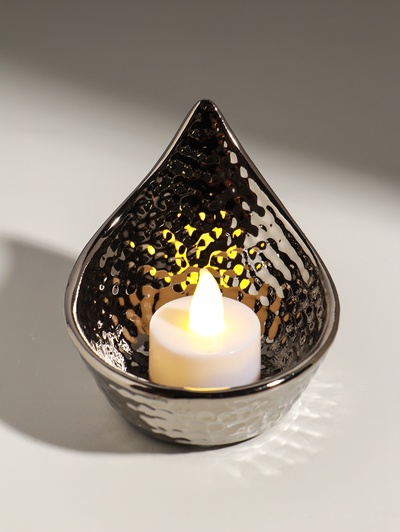 Подсвечник на 1 свечу «Капля», d=5 см, серебро, 11×9×8 см