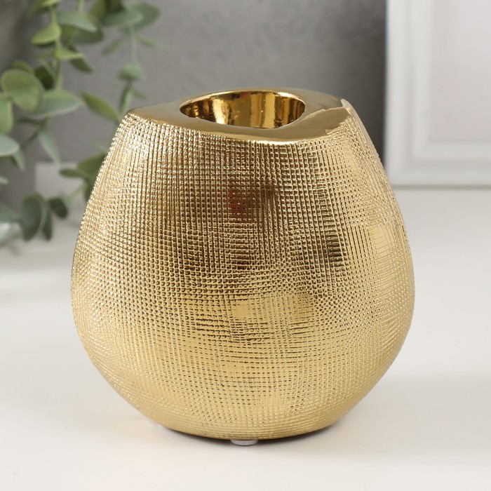 Подсвечник керамика на 1 свечу "Глория" d=4 см золото 12,5х8х12 см